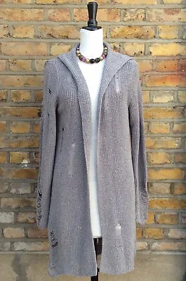 Buy H&M Conscious Grey Open Front Long Hooded Cardigan Size Small • 15£