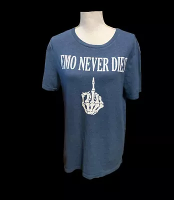 Buy Emo Never Dies Skeleton Middle Finger Logo T Shirt Gerard Way MCR OOAK • 11.57£