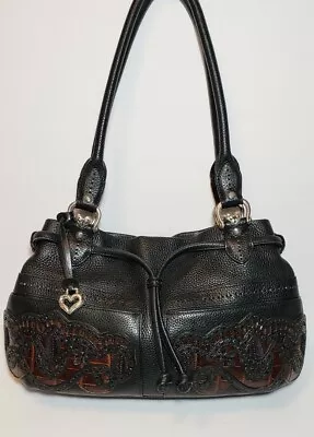 Buy Brighton Lolita~masterpiece Col Black W/ Bwn Accents Purse Shoulder Handbag $350 • 141.14£