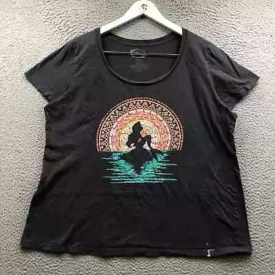 Buy Disney The Little Mermaid T-Shirt Women's Size 2 Short Sleeve Crew Neck Gray • 10.44£
