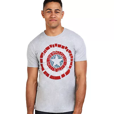 Buy Official Marvel Mens Captain America Shield Shattered T-shirt Grey S - XXL • 9.99£