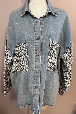 Buy Highway Jeans Denim  / Leopard Jacket  Size L Large • 11.87£