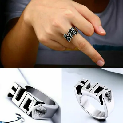 Buy FUCK-OFF Letter Ring Daily Decor Gift Cool Wedding Jewelry Stainless Steel Men • 3.13£