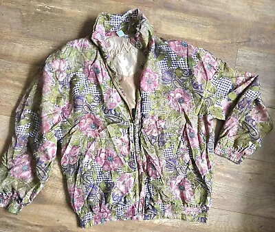 Buy Coaco Vintage Silk Bomber Jacket Gorgeous Print Womens Medium Lovely  • 40£