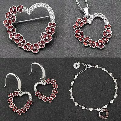Buy Equilibrium RedPoppy Diamante Heart Jewellery-Bracelet, Necklace, Brooch & Ea... • 10.99£