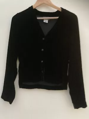 Buy Ghost Vintage Womens Jacket Black Small Velvet Made In England 80s • 65£