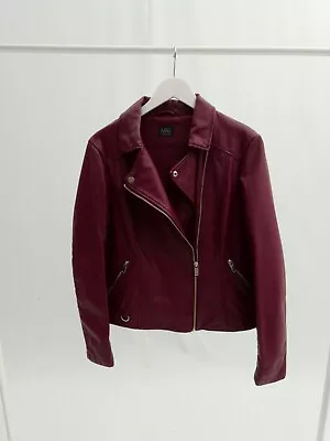 Buy M&S Faux Leather Biker Jacket Berry Magenta Marks & Spencer Size 14 • 18£