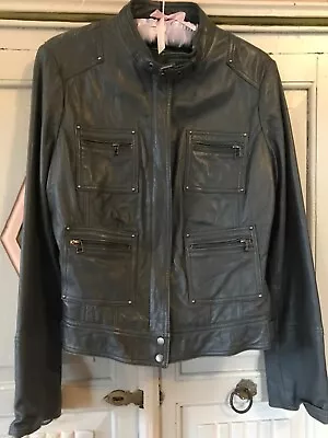 Buy Mint Velvet Grey Leather Ladies Bomber Jacket • 30£