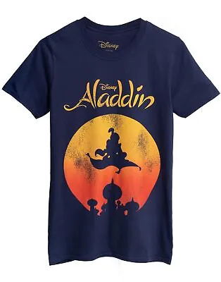 Buy Disney Aladdin T-Shirt Mens Adults Short Sleeve Cotton Navy Top • 14.99£