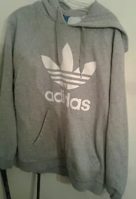 Buy Adidas Hoodie Sweatshirt XL Gray Trefoil Front Pocket Unisex Good Christmas Gift • 23.06£