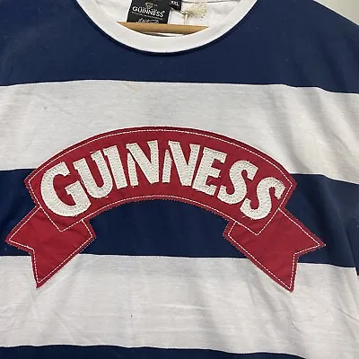 Buy Guinness Beer Official Merch. Blue White Striped Stitched Tee T-shirt Wmn’s: XXL • 97.03£