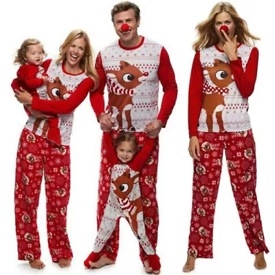 Buy Family Matching Elk Christmas Pyjamas Xmas Nightwear Pajamas Set Tops + Pants UK • 7.89£