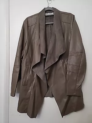 Buy Stolen Heart Ladies Size 16 Waterfall Faux Leather Jacket Very Good Condition • 3.99£