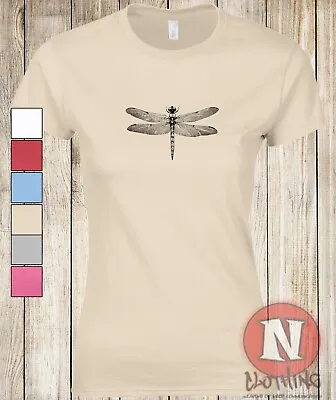 Buy Dragonfly T-shirt Ladies Fitted Natural Nature Fairycore Art Tee Teeshirt • 13.99£