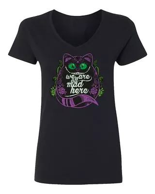 Buy Cheshire Cat Shirt Wonderland Halloween Funny Womens Vneck T-Shirt • 24.56£