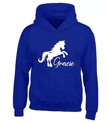 Buy Girls Personalised Horse Hoodie Kids Riding School Childrens Pony Hoody Gift • 16.45£