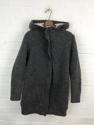 Buy Papaya Womens Grey Knit Woolly Zip Up Hooded Jacket Size M #JG • 5.11£