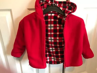 Buy Boys Unisex Reversible Jacket/ Fleece Red Black Check Hood Zip Age 2-3 Years • 5£