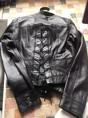 Buy River Island Goth Leather Jacket Corset Size 12 • 10.63£