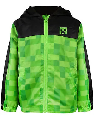Buy Minecraft Boys Jacket Waterproof Hoodie Creeper Fleece Lined Raincoat • 23.95£