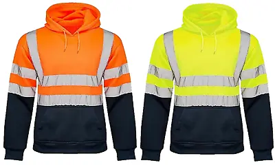Buy Hi Viz Vis High Visibility Jacket Pullover Hoodie Work Hooded Fleece Sweatshirt • 14.45£