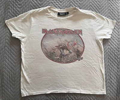 Buy Iron Maiden Female T-shirt Cream Size L The Trooper • 10.99£