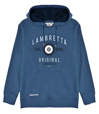 Buy Mens Lambretta Hoodie Jumper Fleece Lined Kangaroo Pocket Drawcord Fasten Hood • 19.95£