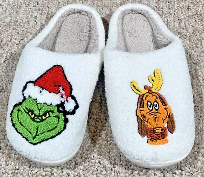 Buy Christmas Slippers, GRINCH Slippers, Merry Grinchmas Embroidered Slippers • 19.41£