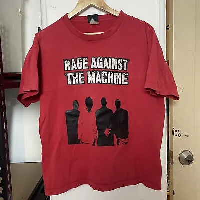 Buy Vintage 90s Rage Against The Machine Mens S Red Single Stitch Band Tee Shirt • 49.58£