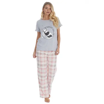 Buy Ladies 'No Sleep But Still Cute' Panda Pyjama Set With Fleece Bottoms • 13.99£