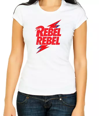 Buy Rebel Rebel David Bowie Cover B/W Women's 3/4 Short Sleeve T-Shirt Z106 • 9.51£