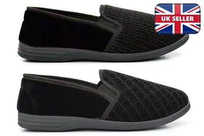 Buy Mens Extra Large Slippers Twin Gusset Slip On Slippers Black Size 12/13/14/15/16 • 13.99£