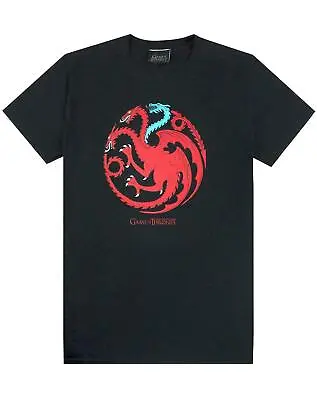 Buy Game Of Thrones Ice And Fire Dragons Emblem Men's Black T-Shirt • 14.99£