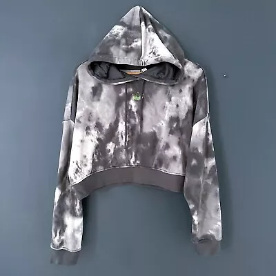 Buy Ladies Adidas Grey White Tie Dye Cropped Hoodie Sweatshirt Jumper Size 12 • 9.99£