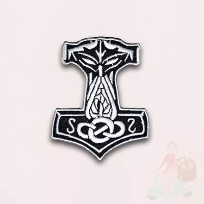 Buy Mjolnir Viking Thor Hammer Loki Odin Skins Iron On Embroidered Patch • 2.89£