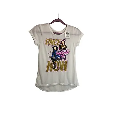Buy Disney Descendants Once Upon Now White Graphic Short Sleeve Tee Juniors Size XL • 9.63£