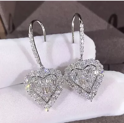 Buy Earrings Jewellery Sparkling Heart Shaped Zircon Long Drop Earrings Jewellery • 3.50£