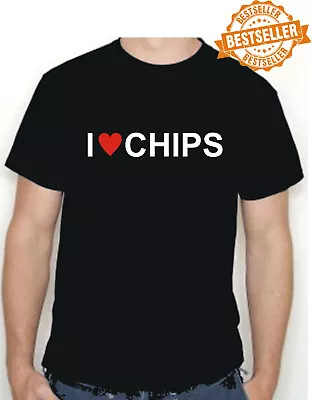 Buy Party T-shirt   I LOVE CHIPS    BIRTHDAY / CHRISTMAS / BUFFET / DINNER / Size M • 11.99£