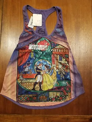 Buy Disney Beauty Beast Stained Glass Purple Tank Top Belle Hot Topic NWT Large • 24.09£