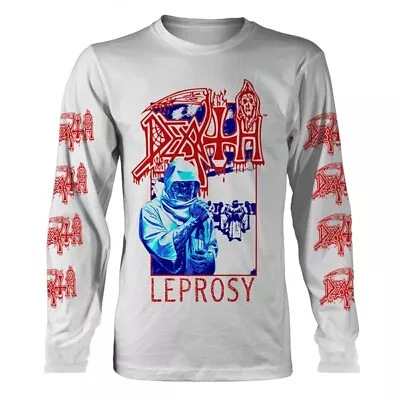 Buy Death 'Leprosy Posterized' White Long Sleeve T Shirt - NEW • 24.99£