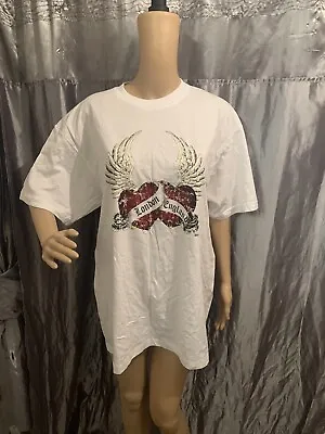Buy Angle Wing T-Shirt XL London England White Red Hearts Distressed Look New No Tag • 9.99£