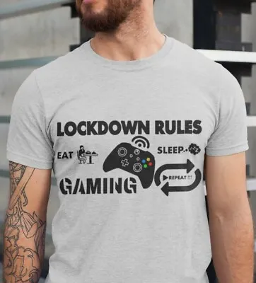 Buy Funny Lockdown EAT SLEEP GAMING T-shirt. Gamers Gift Fortnite Shirt Present... • 5.99£
