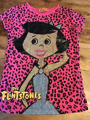 Buy Flintstones Cartoon  T Shirt Novelty Gift Top 5-6yrs Wilma Hot Pink And Leopard. • 0.99£