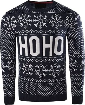 Buy Men's Adults Novelty HOHOHO Merry Christmas Knitted Jumper Sweater • 9.86£