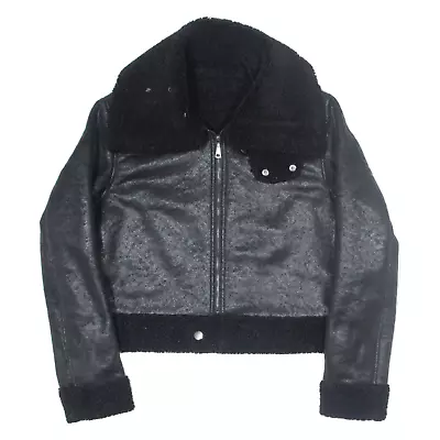 Buy Sherpa Lined Womens Biker Jacket Black S • 24.99£