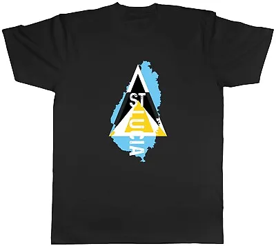 Buy St Lucia Mens T-Shirt Travel Map Flag Unisex Tee Gift • 9.99£