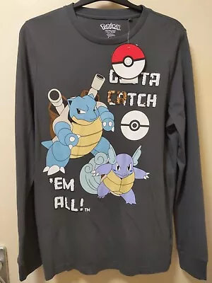 Buy Pokémon Boys T-shirt Long Sleeves Squir Grey Size 13-14 Years Chest 33in • 12.50£