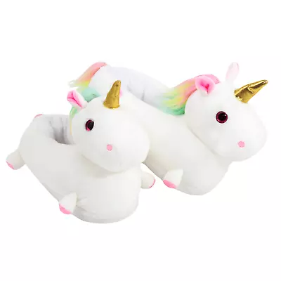 Buy Kids Unicorn Slippers Soft White Novelty Padded Design Non-Slip Soles One Size • 7.99£