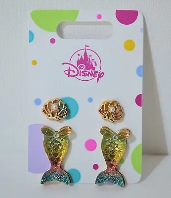 Buy Disney Parks The Little Mermaid Ariel Tail And Sea Shell Earrings NEW • 19.23£