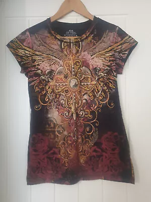 Buy In Vein, Black And Red Fiery Wings Tshirt, Gothic Alternative, Large 10/12 • 25£